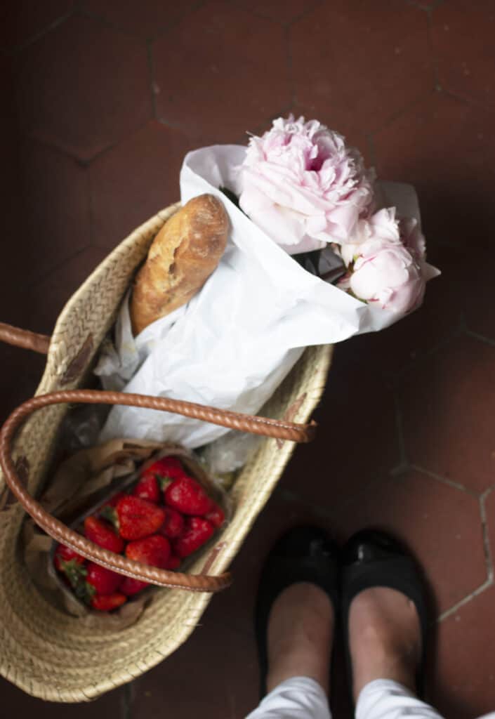 Spring market Paris food and flowers 