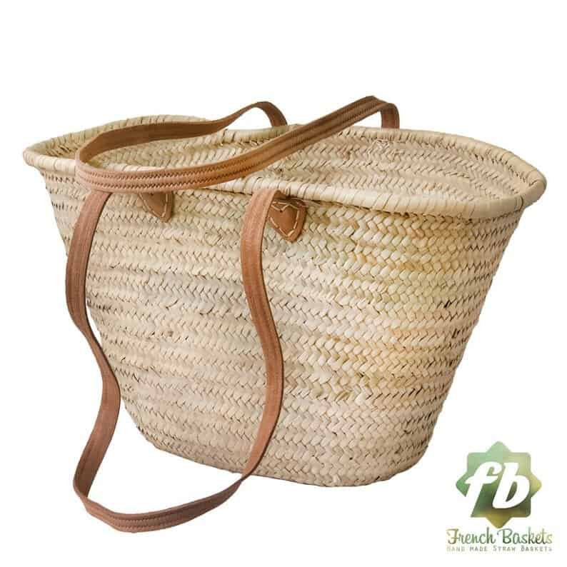 french market basket with leather straps