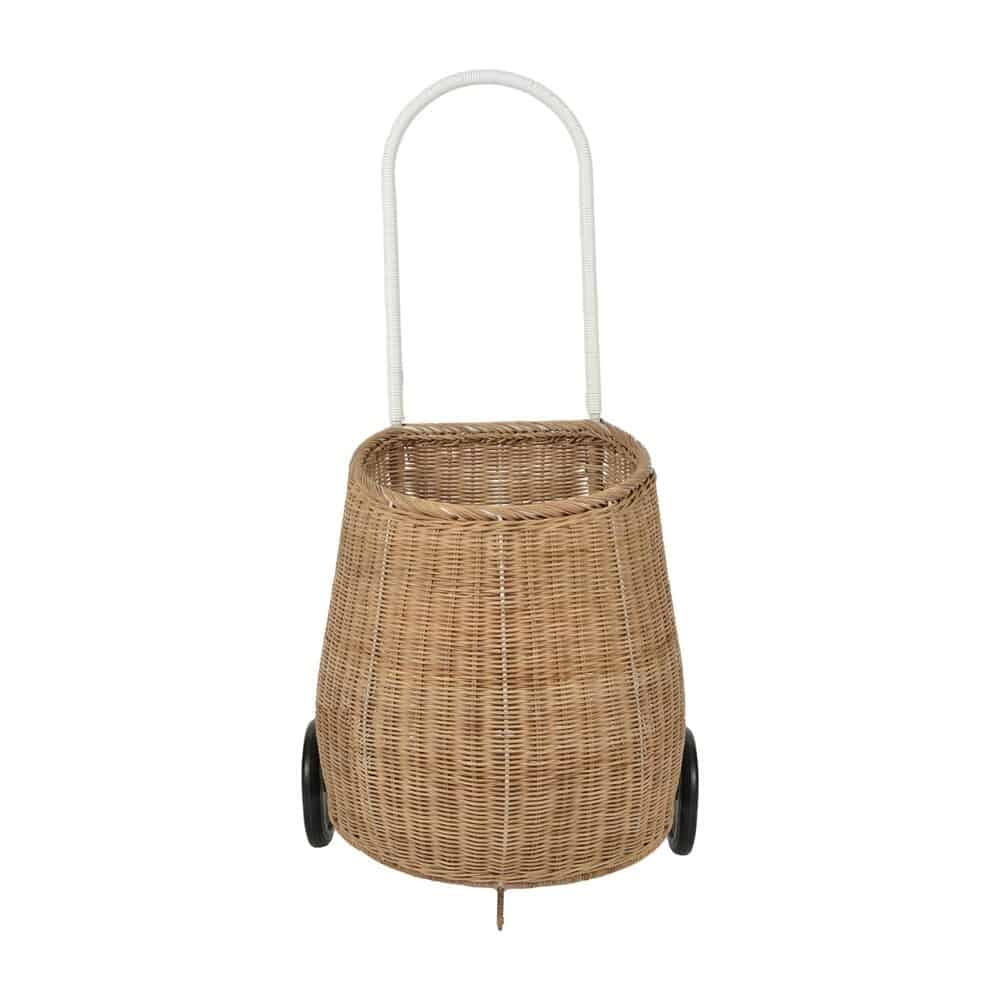 french market basket with handle and two wheels