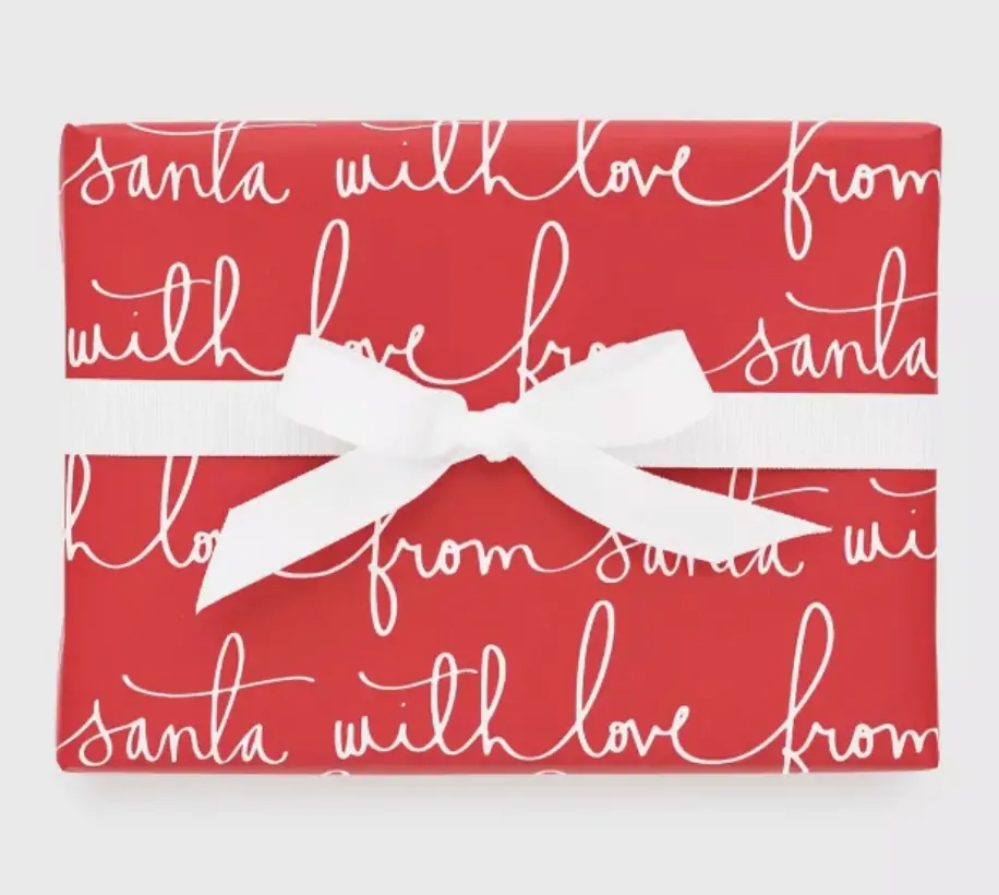 from santa, with love red wrapping paper