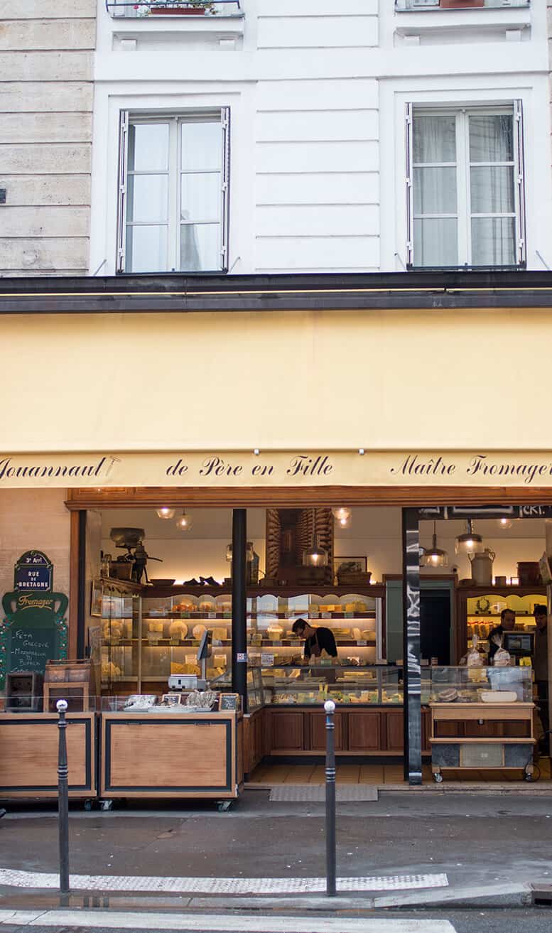 cheese shop on rue de bretagne paris france