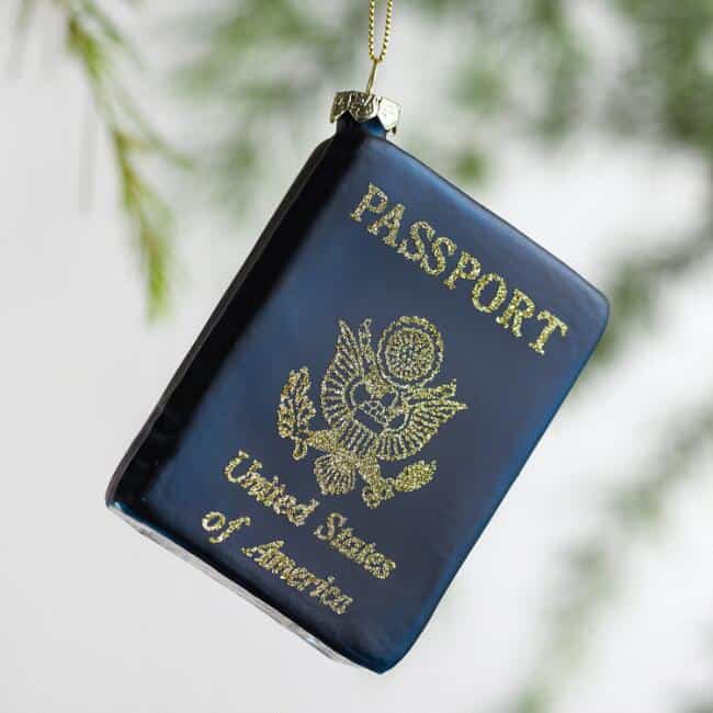 glass passport ornament