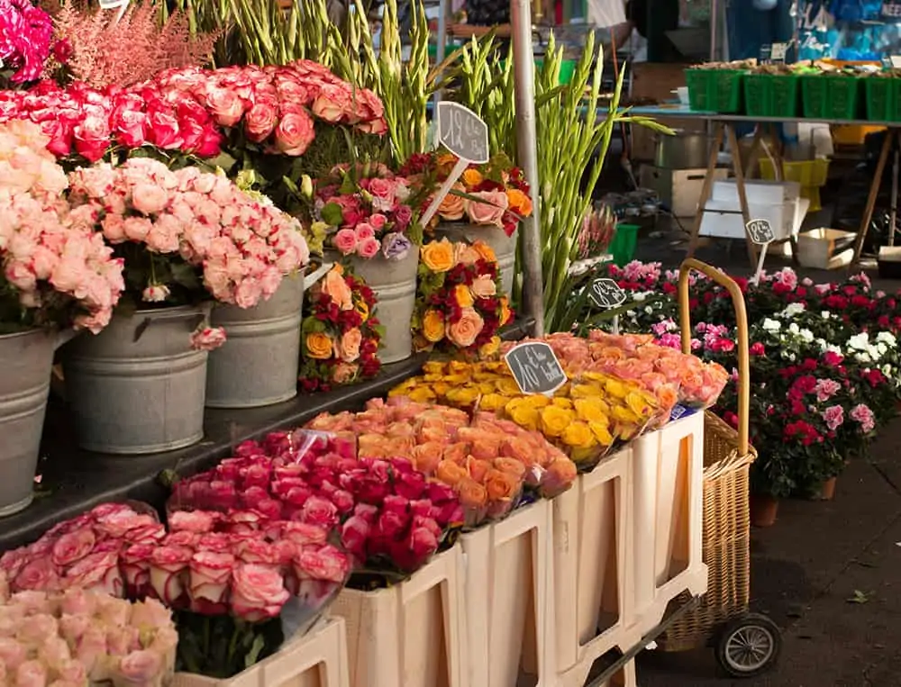 Fresh flowers in paris French market 