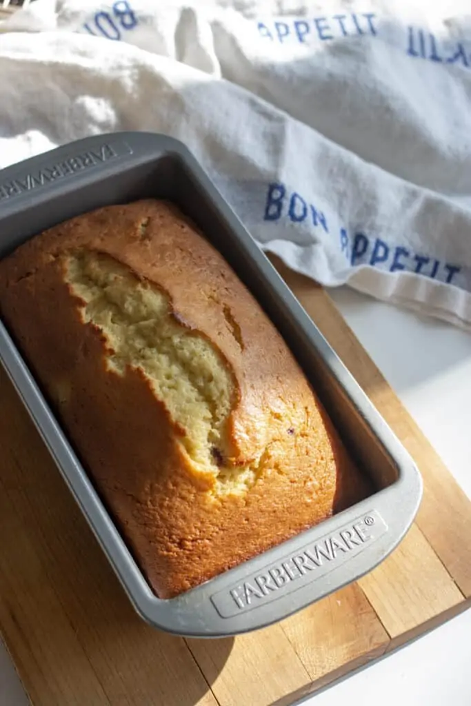 Lemon Yogurt Cake in a loaf pan