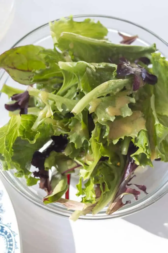 Mixed greens with French vinaigrette dressing 