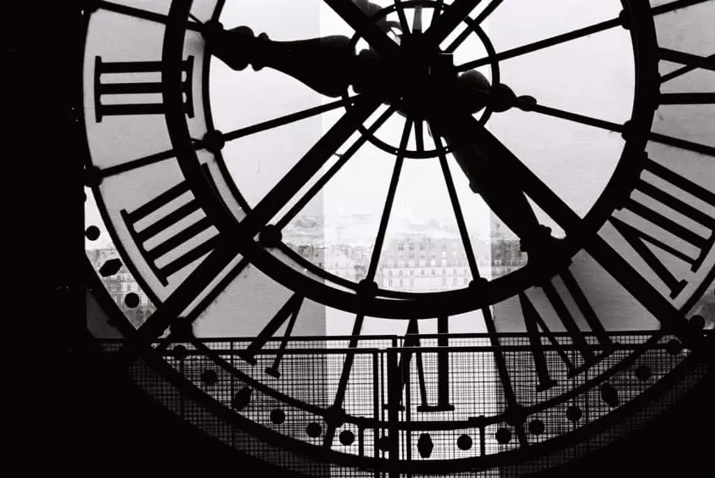 musée d'orsay clock in Paris black and white everyday parisian 