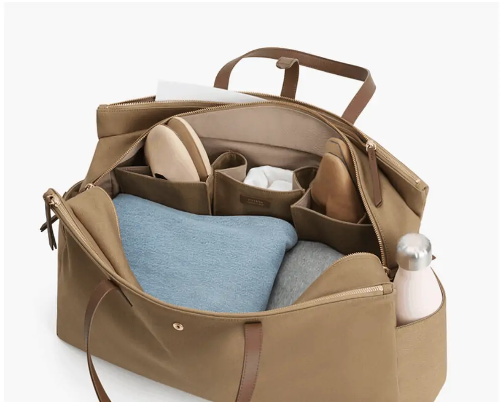 brown bag with compartments to Pack in a Carry-On