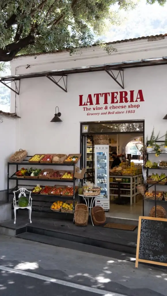 exterior of Latteria the wine and cheese shop for Amalfi Coast Guide