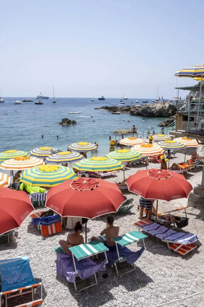 people sun bathing at the beach for Amalfi Coast Guide bagni beach club