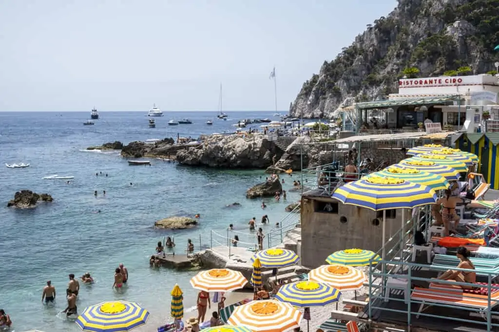 people swimming at the beach for Amafi Coast Guide Bagni Beach club