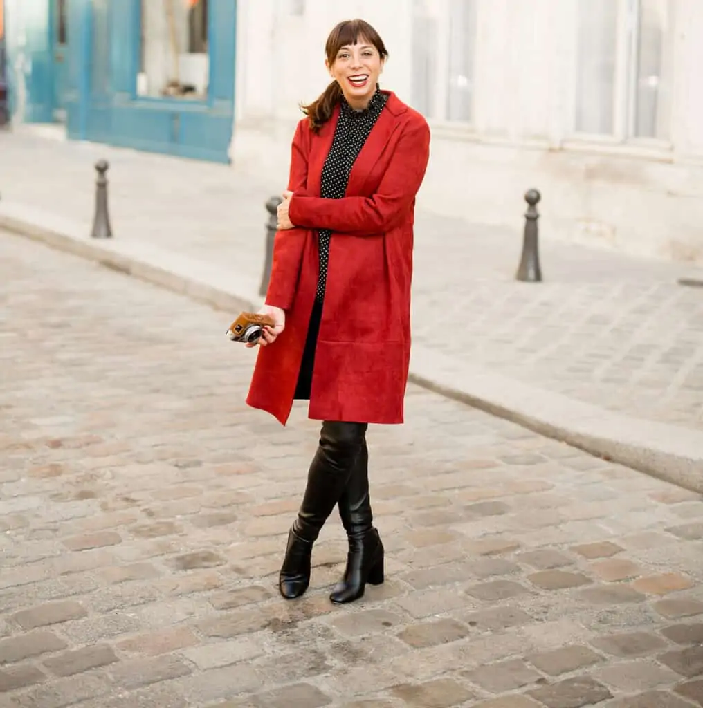 what to pack in Paris in the Fall with red coat