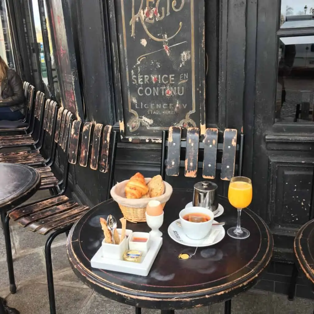 French breakfast setup outside a cafe