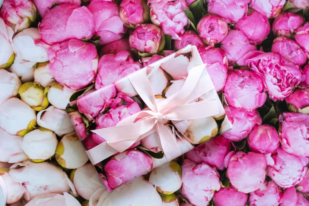 Wrapping paper printed with peonies 
