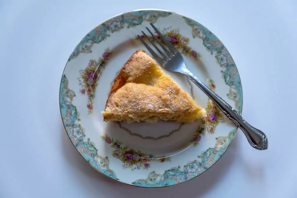 a slice of cake in a plate with fork