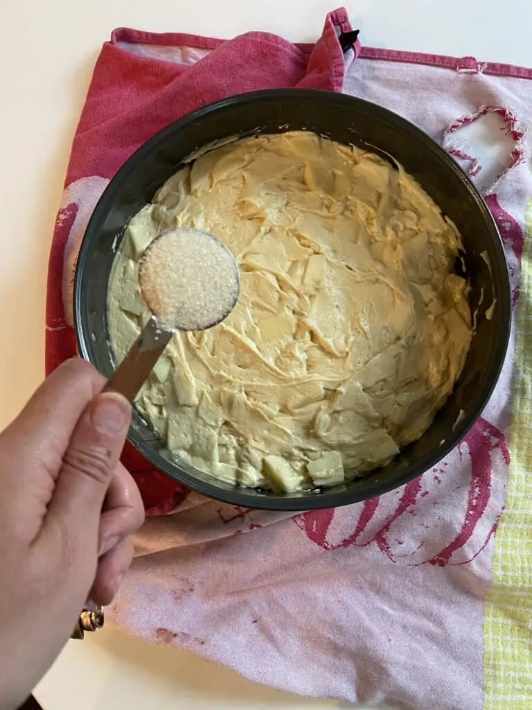 cake ingredients in a pan