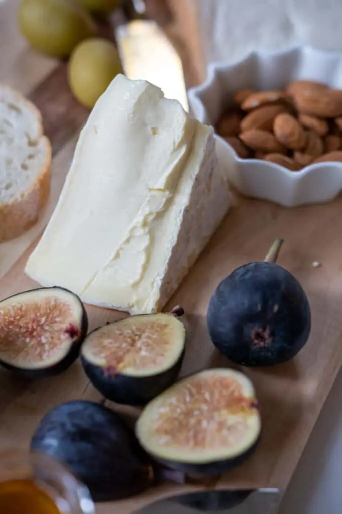 Brie Cheese on Fall Cheeseboard with French Cheeses