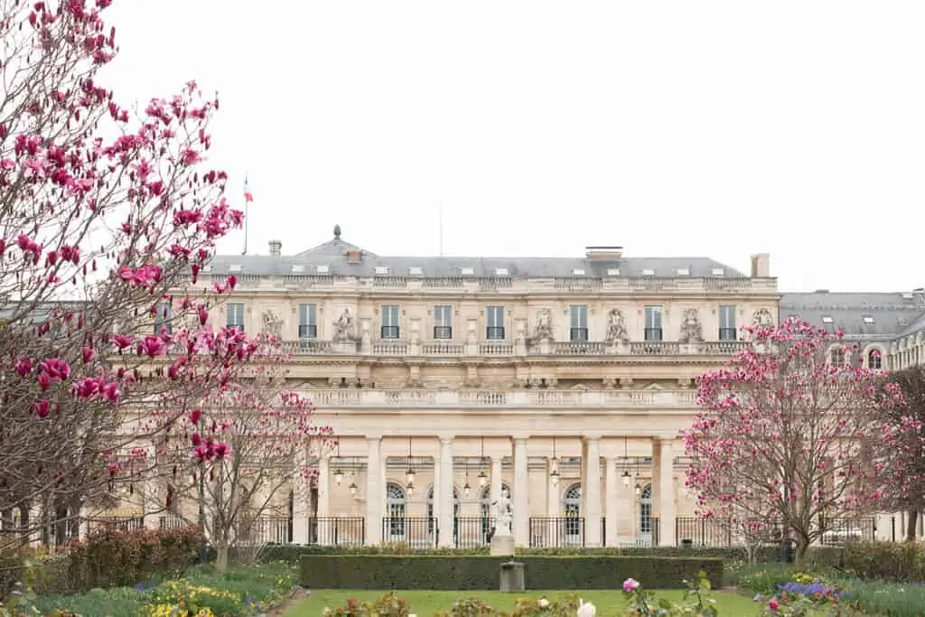 what to pack for Paris in the spring 
Palais Royal in bloom 