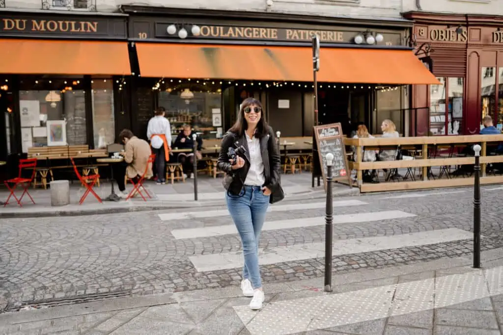 Madewell leather jacket for Paris spring weather 