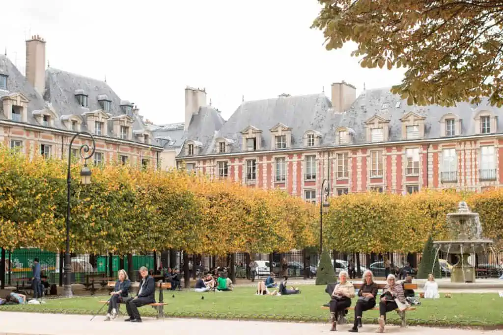 Place des Vosges in October in Paris 