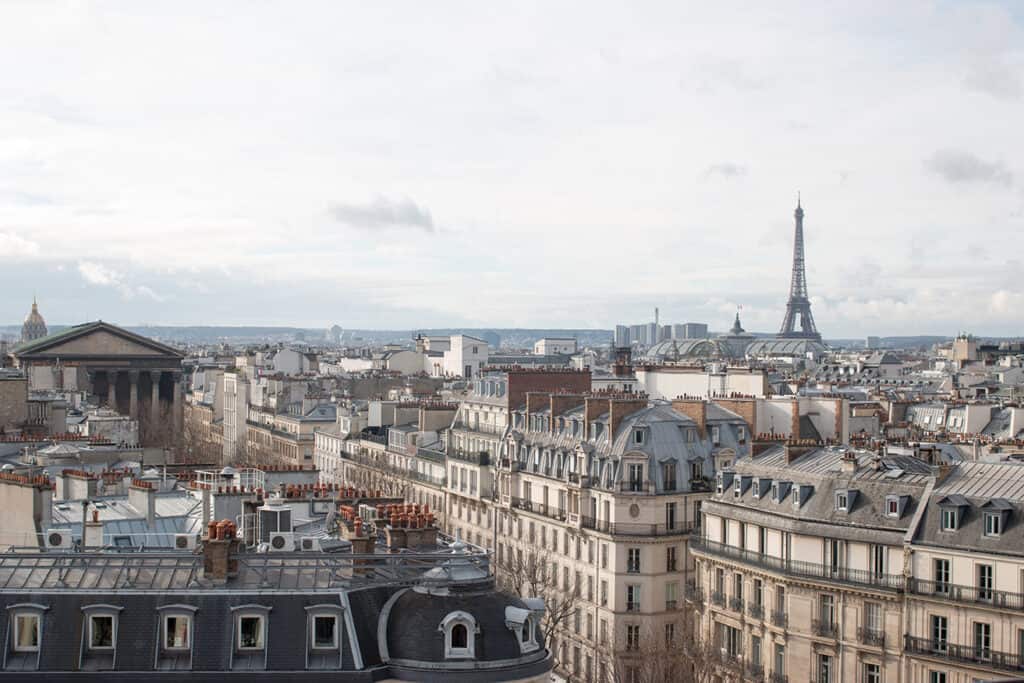 view from galleries lafayette rooftop view of Paris