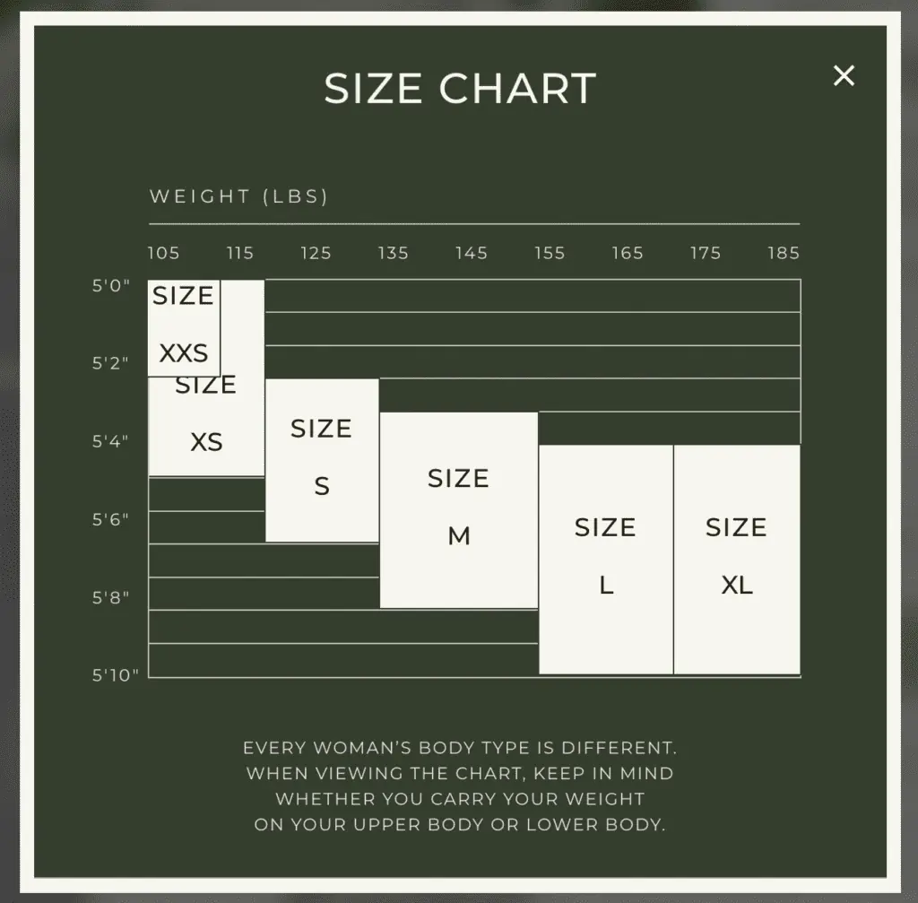 Frank & Eileen size chart 