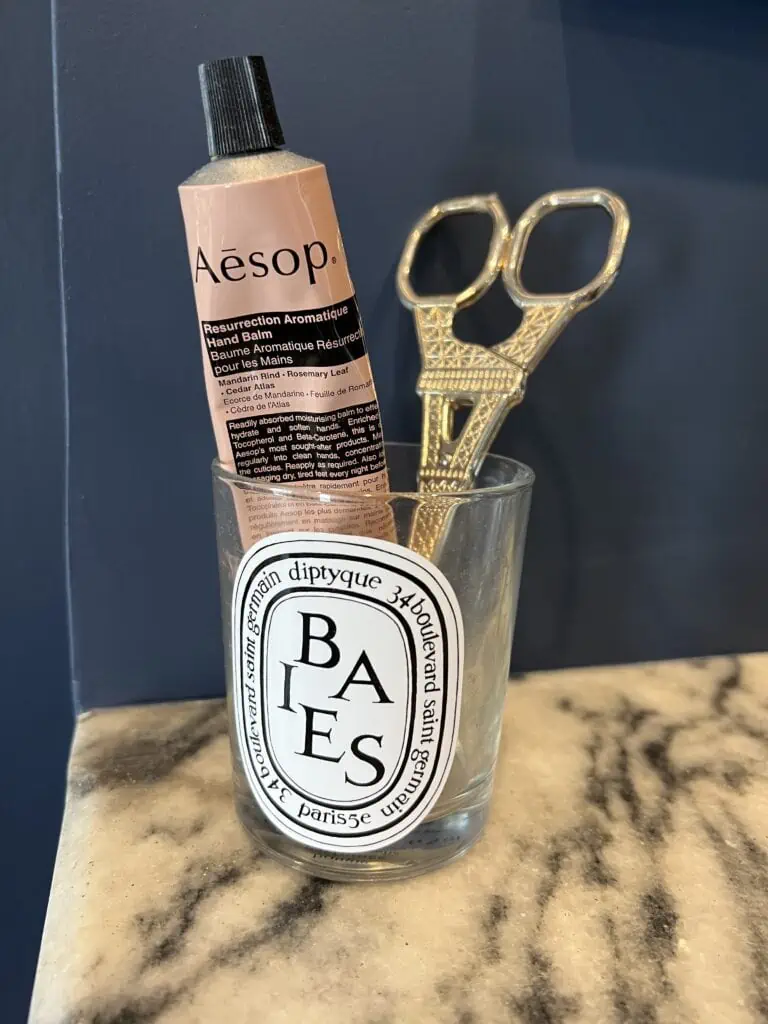 hand cream and Eiffel Tower scissors 