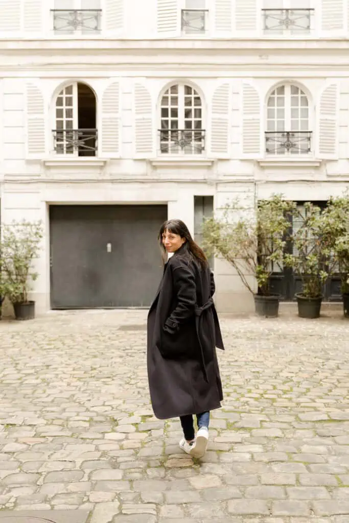 Paris France October 2022 Woman Wearing Black Leather Kelly