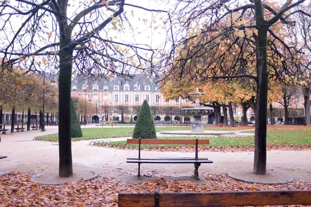 Place des Vosges Paris in the Fall 