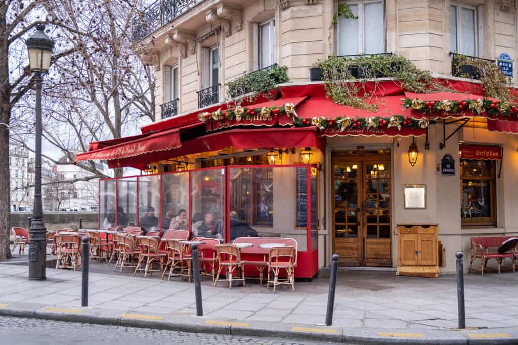 Paris café at Christmas 