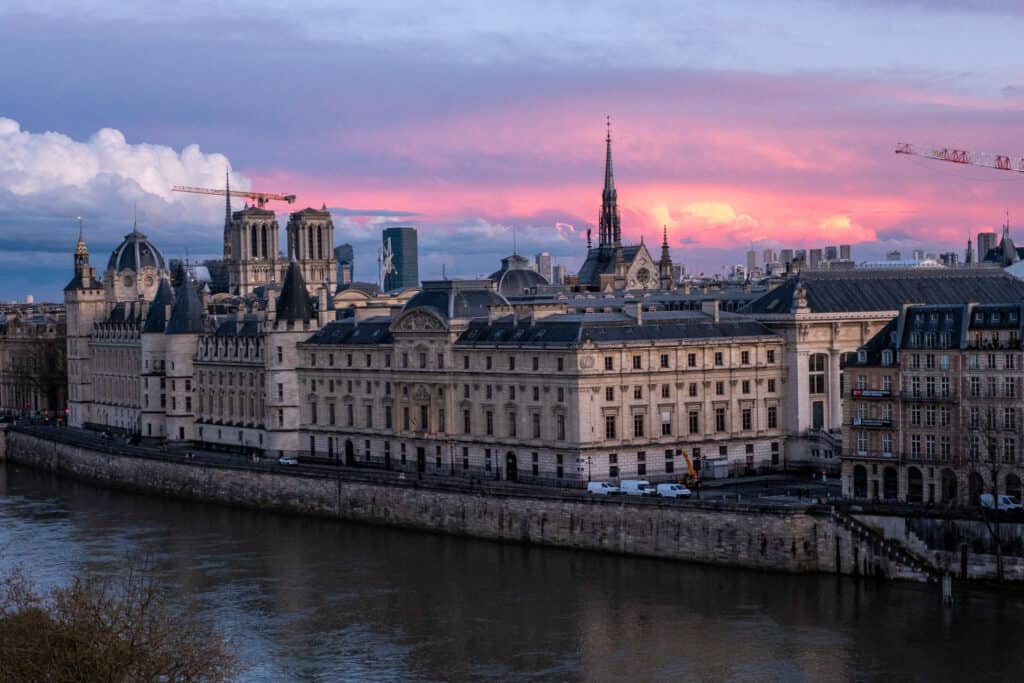 Notre Dame Paris Sunset View 