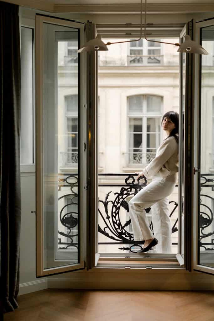 Paris spring cream sweater and wide leg pants 