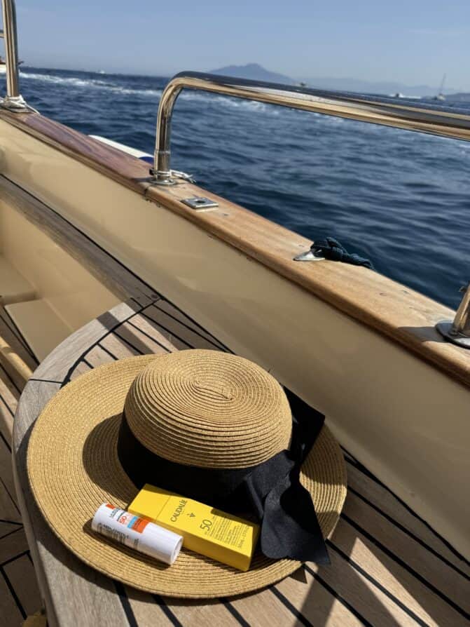 capri hat and sunscreen 