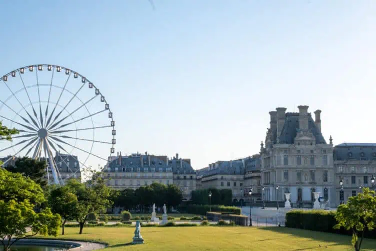 Tuileries Gardens in the summer in Paris before the crowds early morning