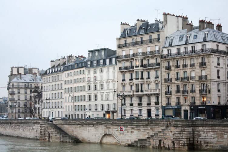 Paris winter Seine view 