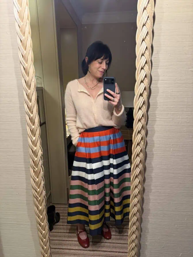 Boden skirt and Sézane sweater