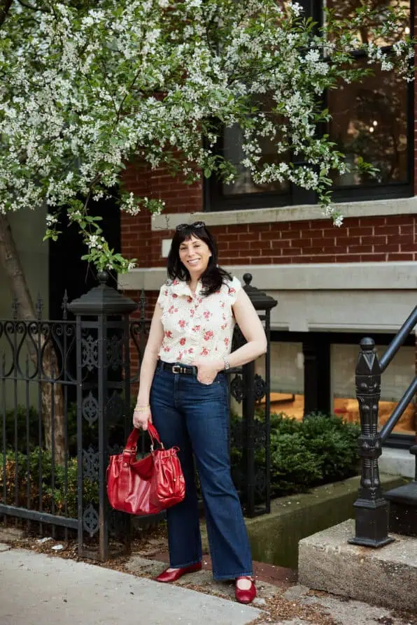 red Sézane blouse