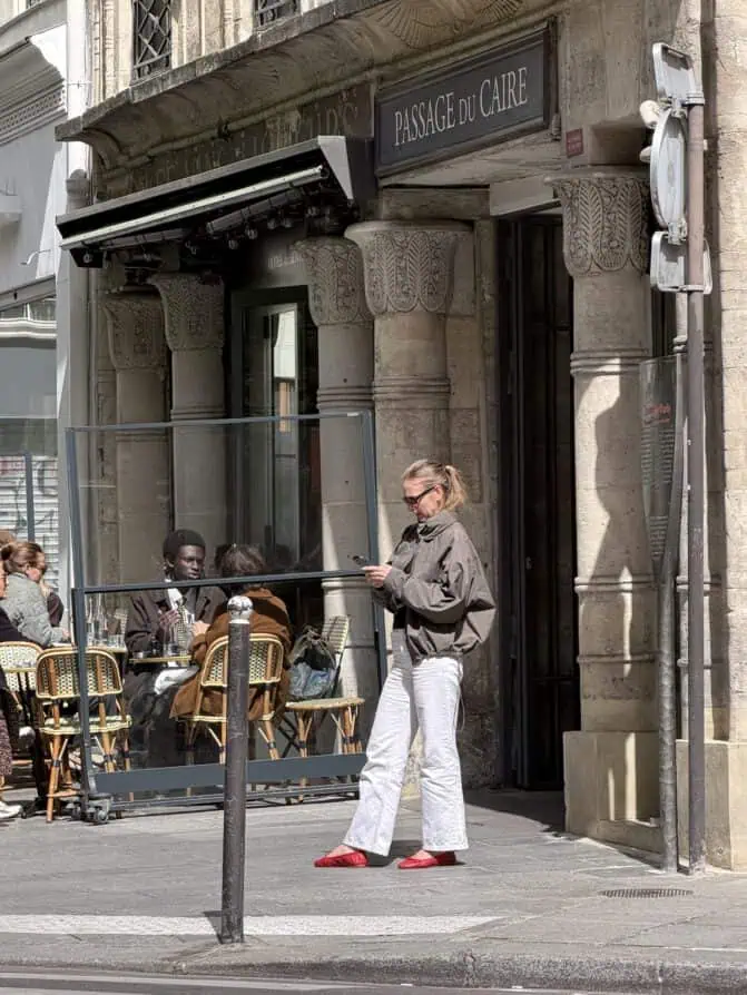 white jeans and red ballet flats Paris spring 2026