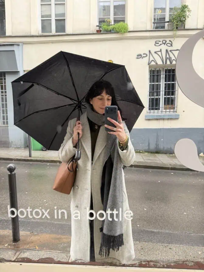 what to wear in Paris when it rains winter coat and scarf