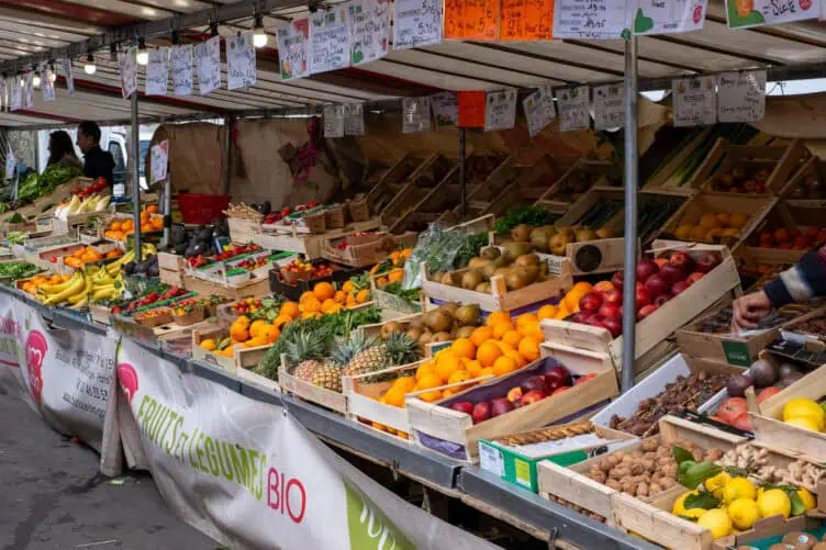 Paris place monge left Bank market Sunday