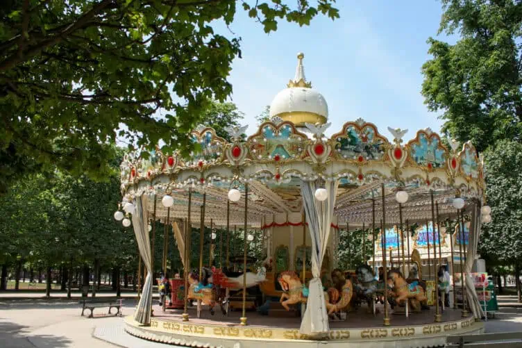 Tuileries Gardens Paris carousel in the summer