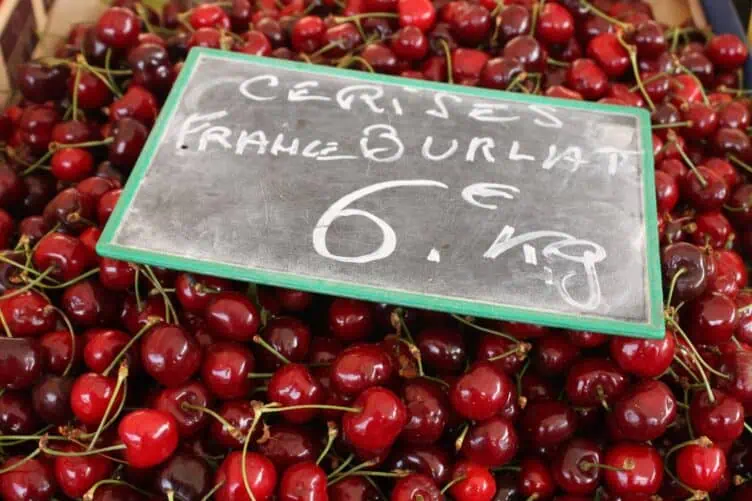 french cherries at the market in Paris