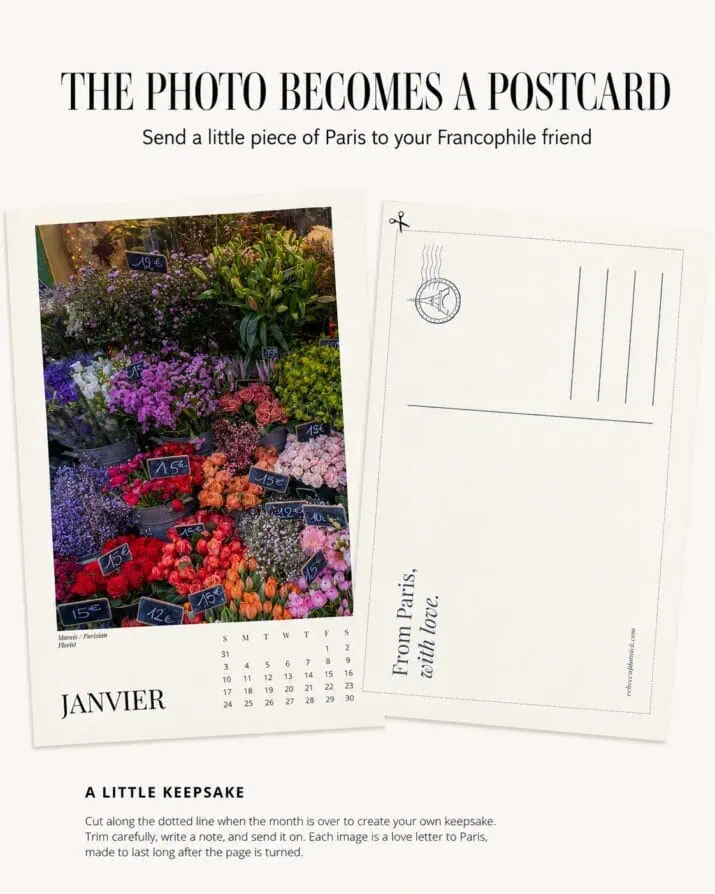 Paris calendar smaller option