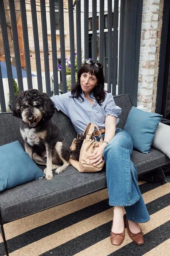 at home with Henri Gerard Darel striped shirt