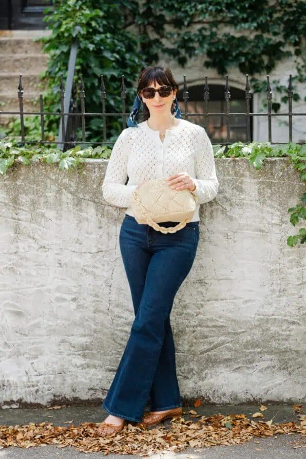 paige sweater and denim with bandana and sunglasses