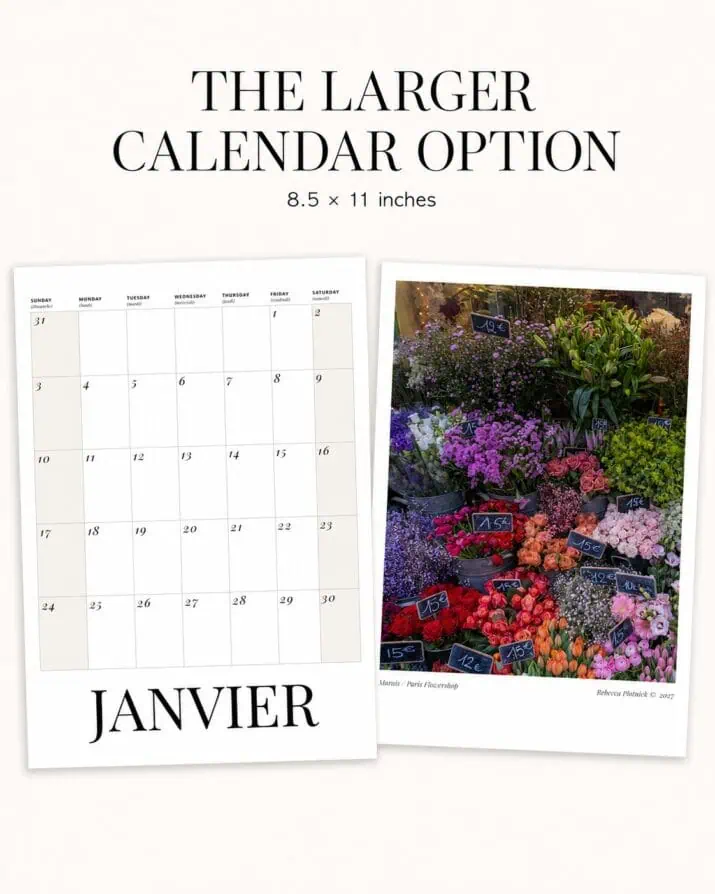 Paris calendar larger option