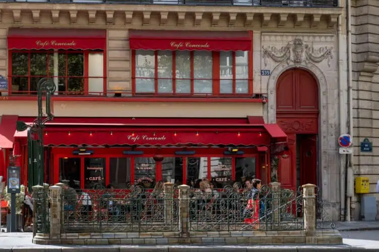 red cafe and door metro Paris