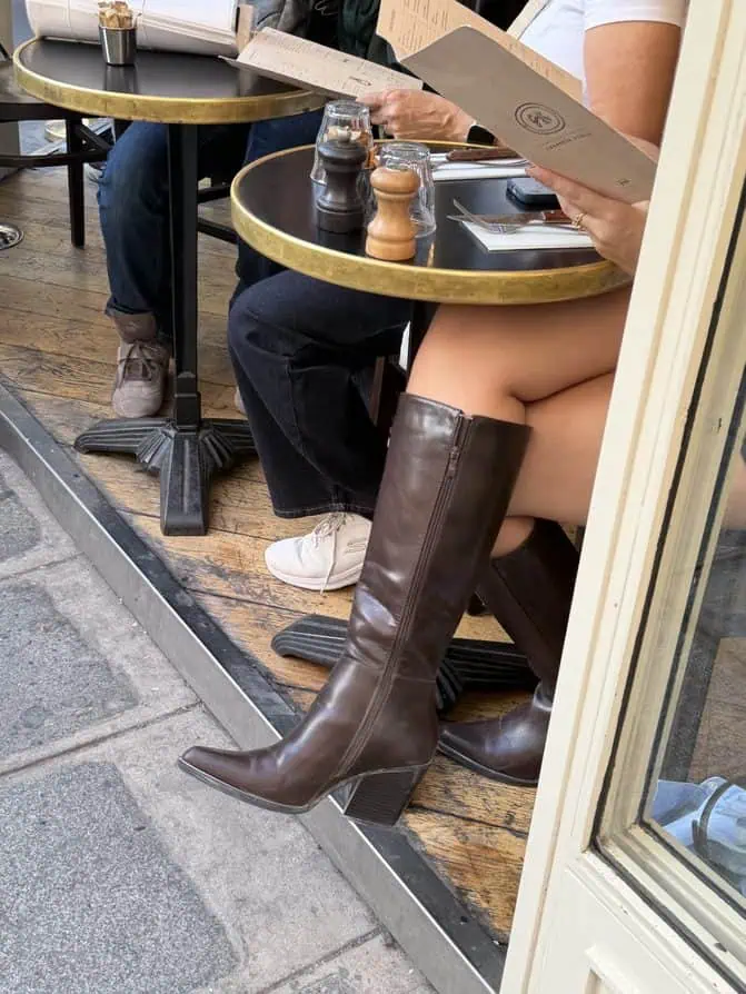 brown boots Paris trends