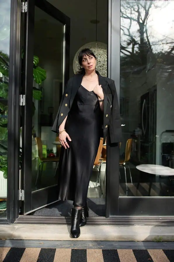 L'Agence black dress and blazer