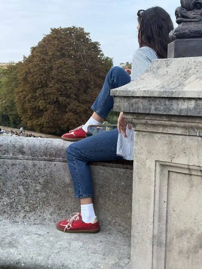 Stripes and red shoes