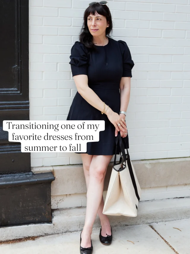 I wasn’t ready to put this @meandem dress away after summer. ❤️ Just a few key pieces transitioned it perfectly into fall. Comment LINK, and I will send you the details.

Boots @sarahflint_nyc 
Bag @gerarddarel 
Blazer @sezane 
Tote @ruedeverneuil 
Dress gifted via @meandem 

Photos @yuliasribna